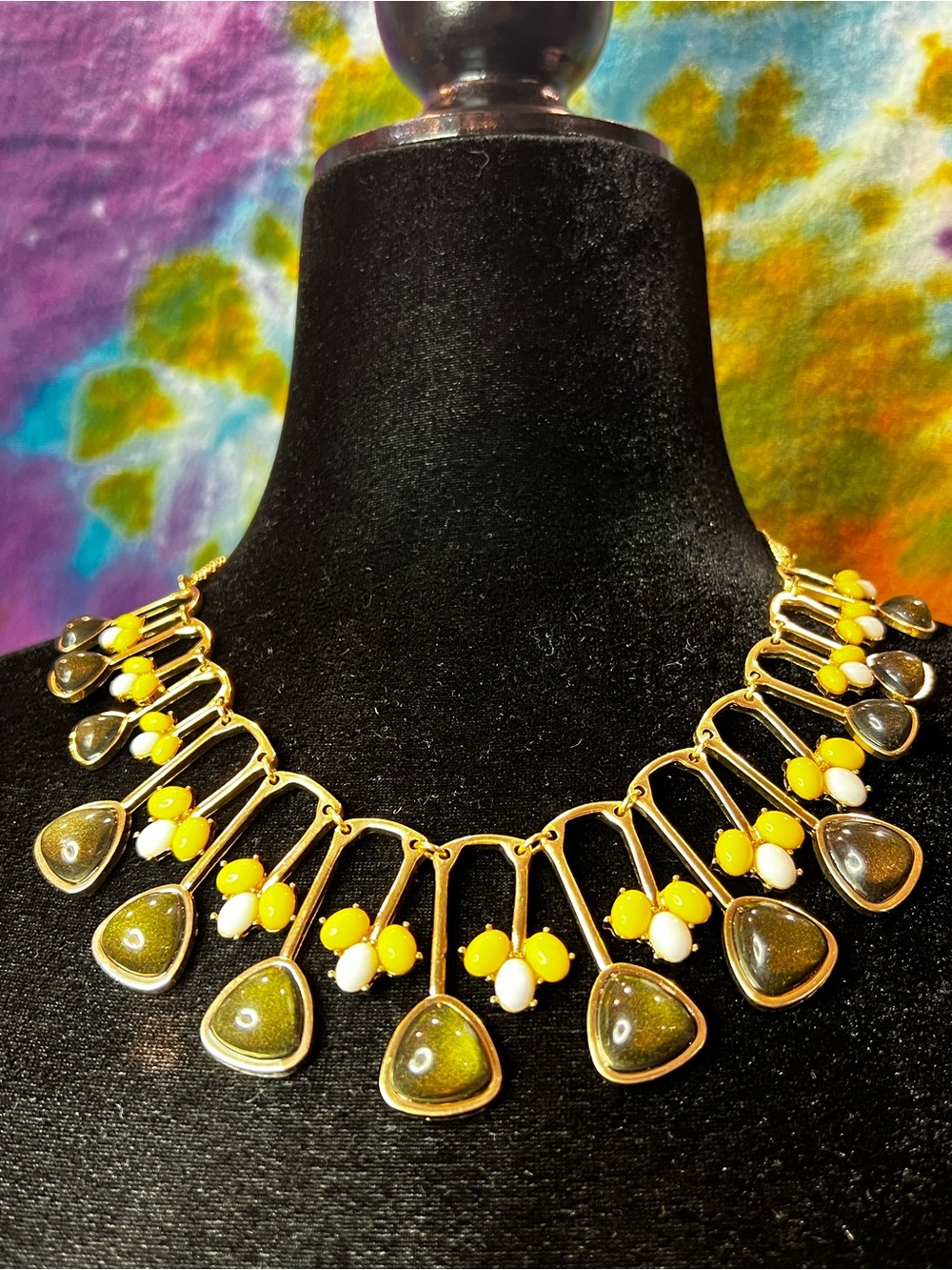 Charming Charlie Gold-Tone Necklace with Yellow and White Accents